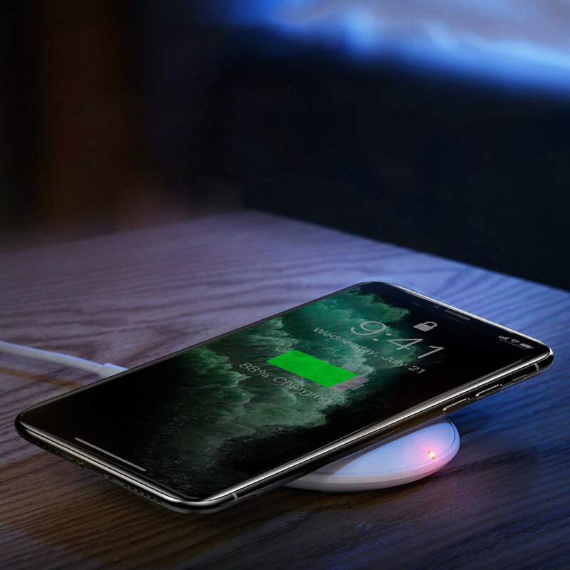 Incarcator Wireless Baseus Cobble Induction Horizontal + Cablu De Incarcare Type-C 1m 15W - WXYS-02 - Alb