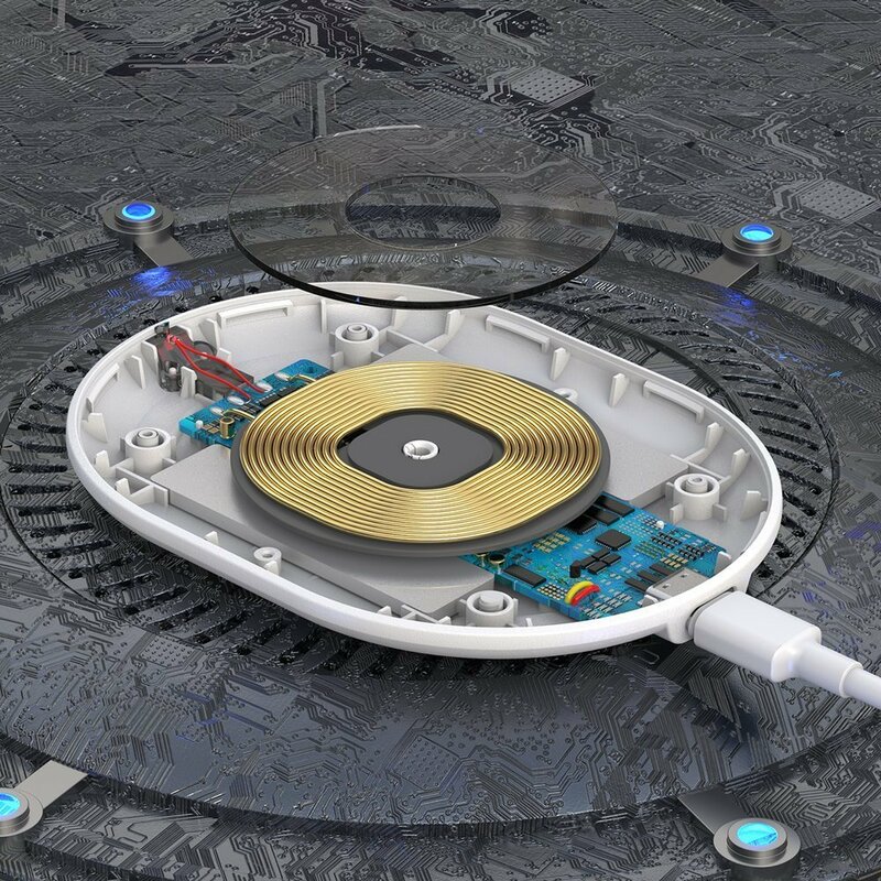 Incarcator Wireless Baseus Cobble Induction Horizontal + Cablu De Incarcare Type-C 1m 15W - WXYS-02 - Alb