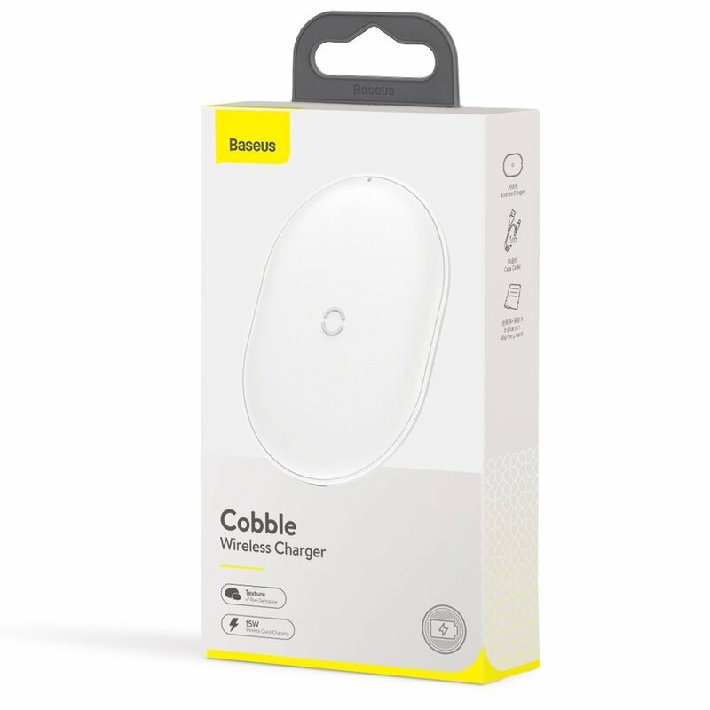 Incarcator Wireless Baseus Cobble Induction Horizontal + Cablu De Incarcare Type-C 1m 15W - WXYS-02 - Alb
