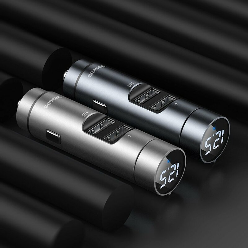 Incarcator auto cu modulator FM Baseus Energy Column 2xUSB 3.1A, CCNLZ-0S