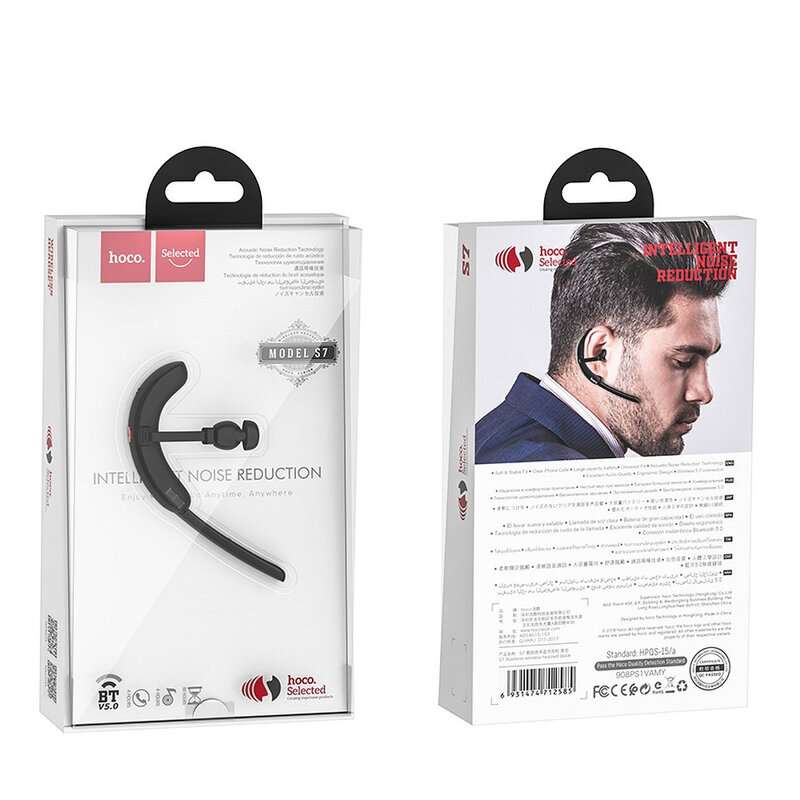 Casca Bluetooth Hoco Selected S7 Wireless Headset Acoustic Intelligent Noise Reduction - Negru