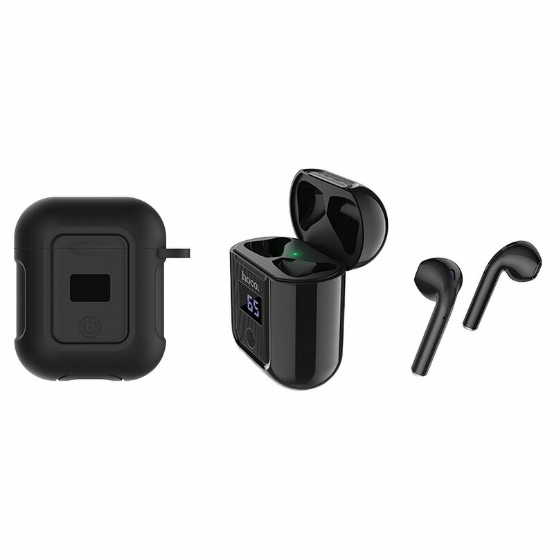 Casti In-Ear Hoco Selected S11 Melody Wireless Headset Bluetooth Docking Station Cu Husa Din Silicon - Negru