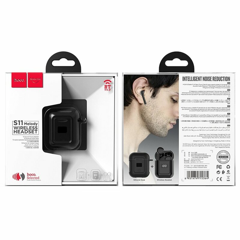 Casti In-Ear Hoco Selected S11 Melody Wireless Headset Bluetooth Docking Station Cu Husa Din Silicon - Negru