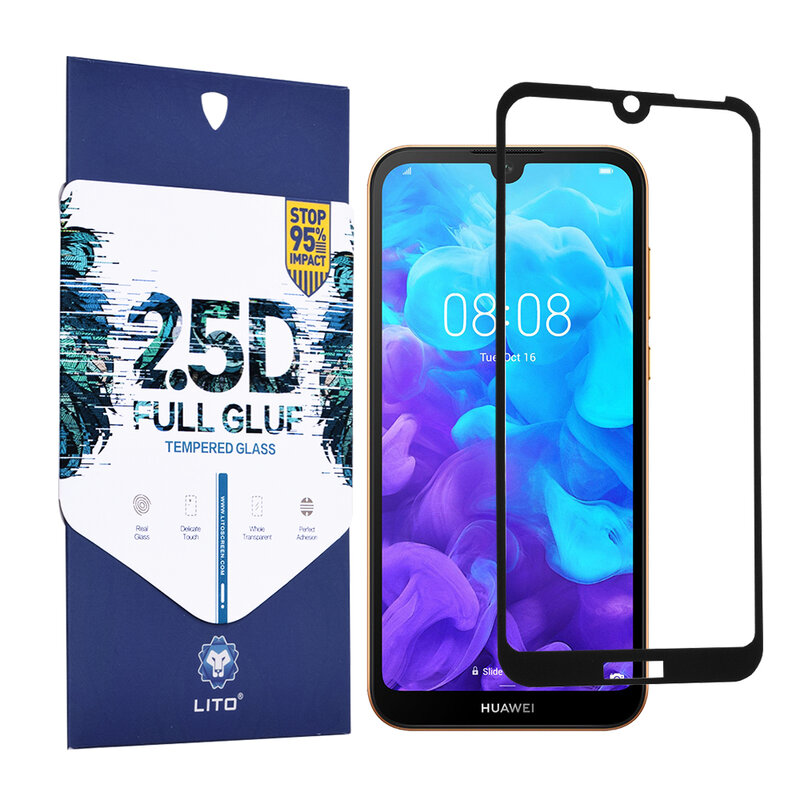 Folie Sticla Huawei Y5 2019 Lito 2.5D Full Glue Full Cover Cu Rama - Negru
