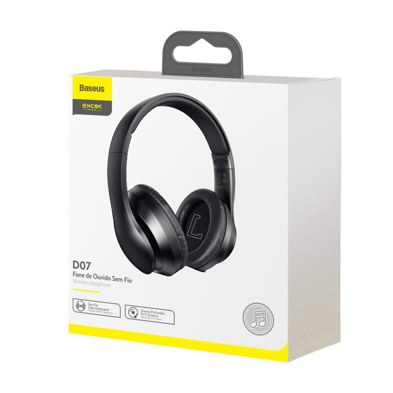 Casti On-Ear Baseus Encok D07 Wireless Bluetooth 5.0 With Built In Microphone - NGD07-01 - Negru