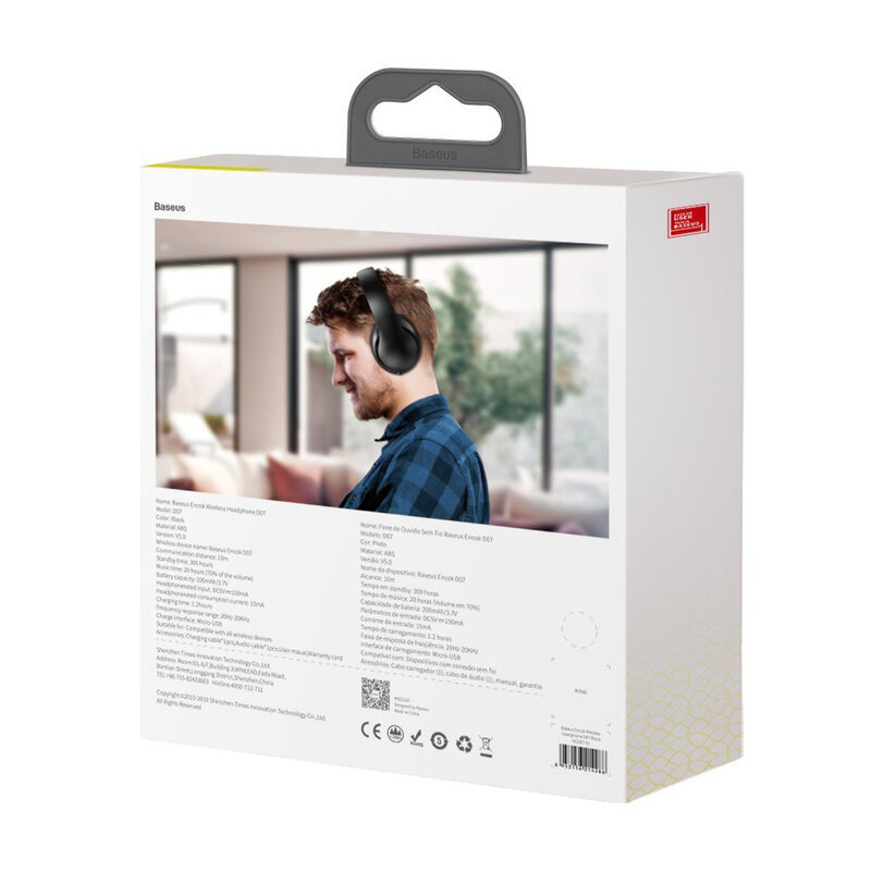 Casti On-Ear Baseus Encok D07 Wireless Bluetooth 5.0 With Built In Microphone - NGD07-01 - Negru