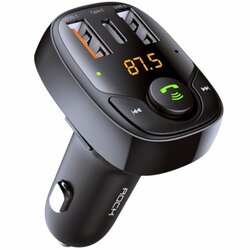 Incarcator Auto Cu Modulator FM Rock B301 Bluetooth MP3 Wireless Dual-USB + Type-C - Negru