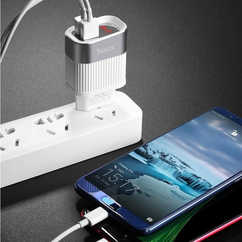 Incarcator Priza Hoco C40A, Dual USB, 2.4A – Negru
