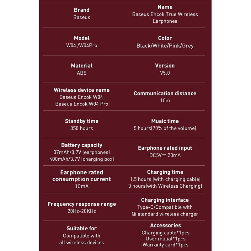 Casti In-Ear Baseus Enkok W04 Pro True Wireless Earphones Hi-fi Cu Microfon - NGW04P-04 - Roz