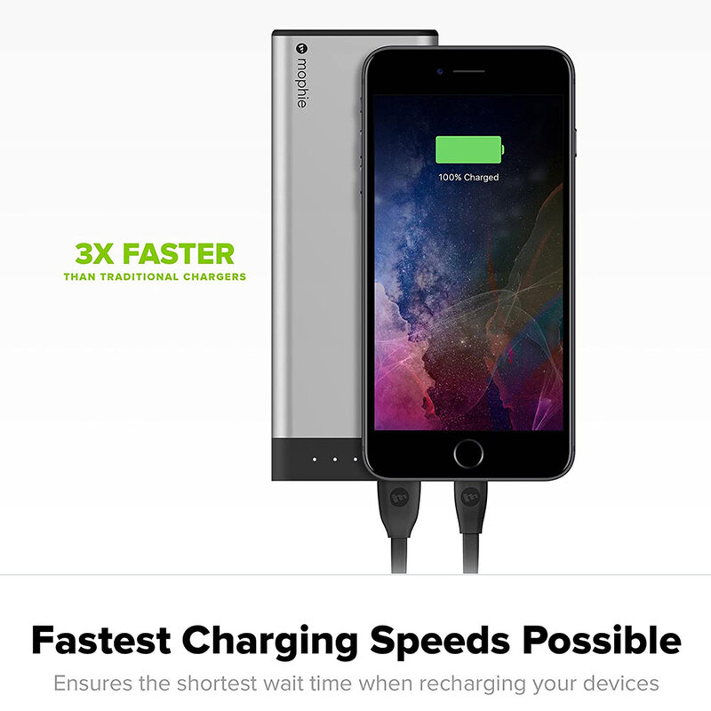 Acumulator extern 20000 mAh Mophie Quick Charge + Cablu Micro-usb - Grey