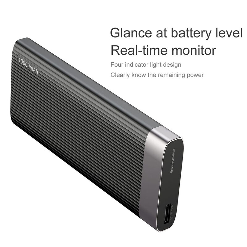 Acumulator extern 10000 mAh Baseus Parallel + Cablu Micro-usb - Alb PPALL-PX02