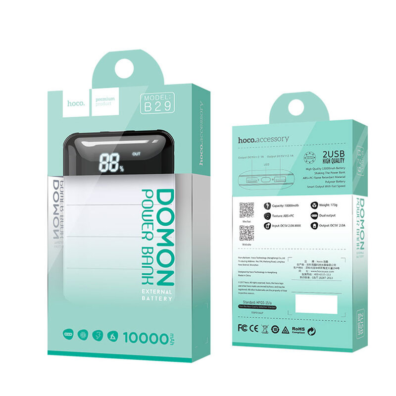 Acumulator extern 10000 mAh Hoco B29 2xUSB - Negru