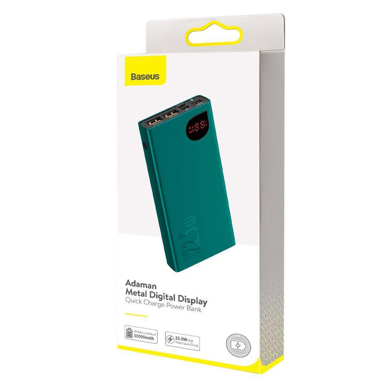 Baterie Externa Baseus Adaman Metal Digital Display 10000mAh 22.5W PD3.0 / QC3.0 - PPIMDA-B06 - Verde