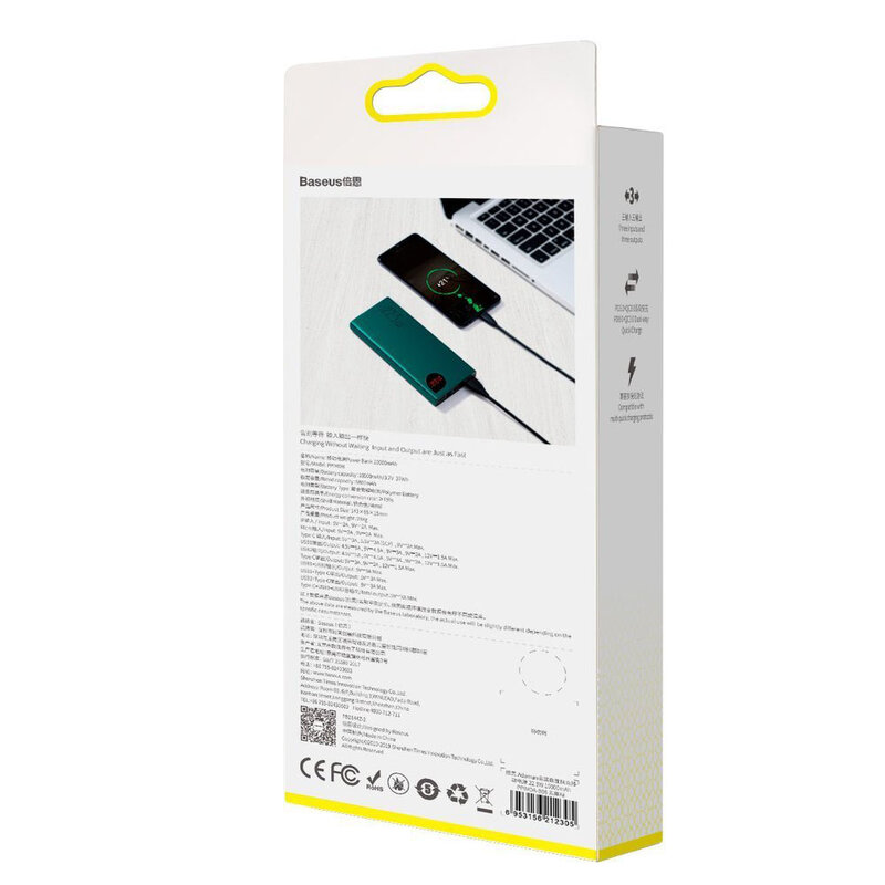 Baterie Externa Baseus Adaman Metal Digital Display 10000mAh 22.5W PD3.0 / QC3.0 - PPIMDA-B06 - Verde