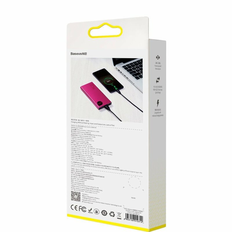 Baterie Externa Baseus Adaman Metal Digital Display 10000mAh 22.5W PD3.0 / QC3.0 - PPIMDA-B09 - Rosu