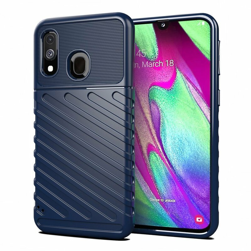 Husa Samsung Galaxy A40 Thunder Flexible Tough TPU - Albastru
