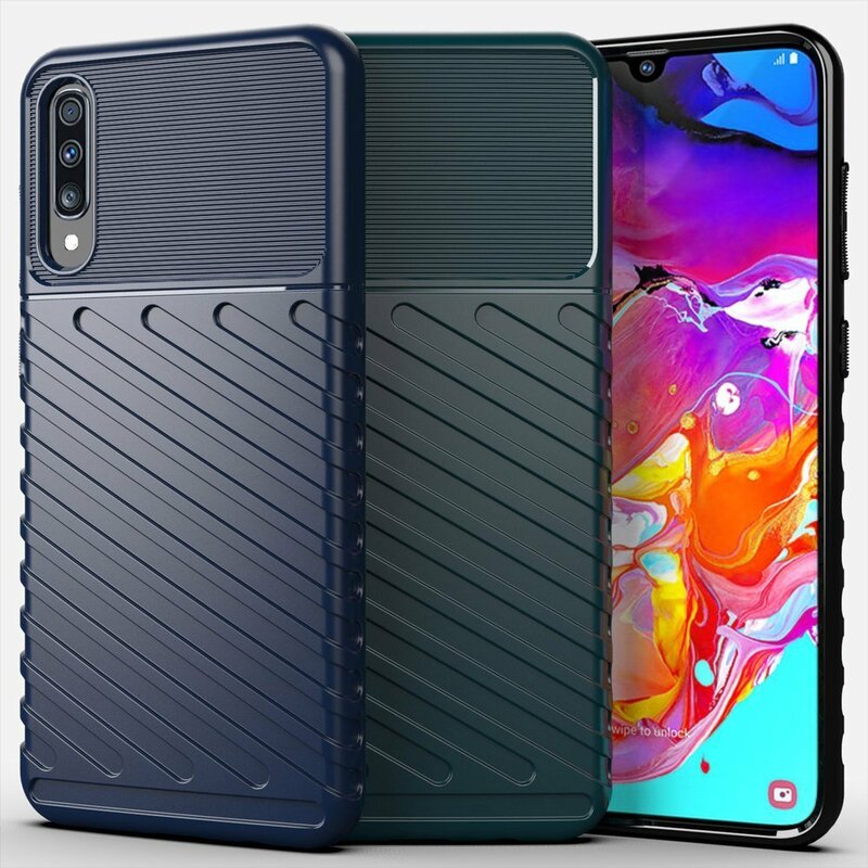 Husa Samsung Galaxy A40 Thunder Flexible Tough TPU - Albastru