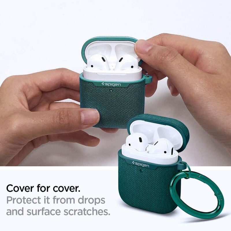 Husa Apple Airpods Spigen Urban Fit Cu Holder Metalic - Verde