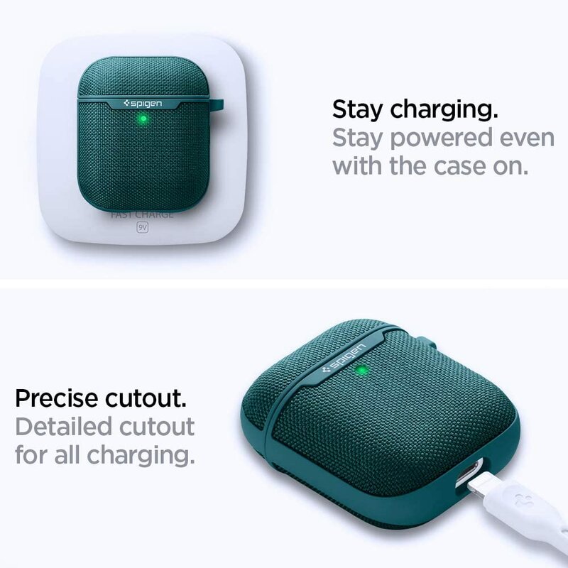 Husa Apple Airpods Spigen Urban Fit Cu Holder Metalic - Verde