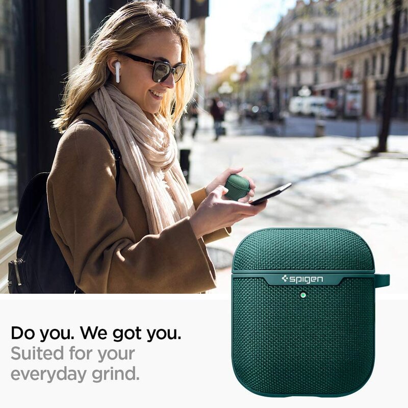 Husa Apple Airpods Spigen Urban Fit Cu Holder Metalic - Verde