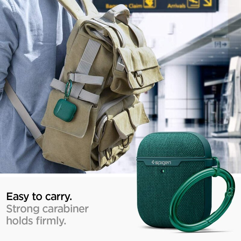 Husa Apple Airpods Spigen Urban Fit Cu Holder Metalic - Verde