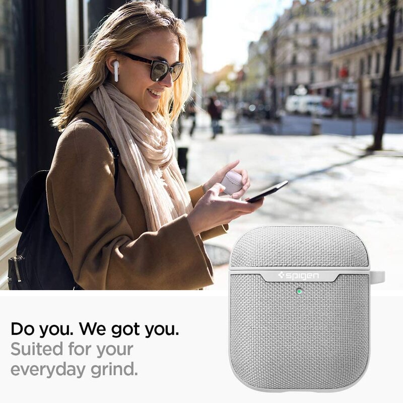 Husa Apple Airpods Spigen Urban Fit Cu Holder Metalic - Gri