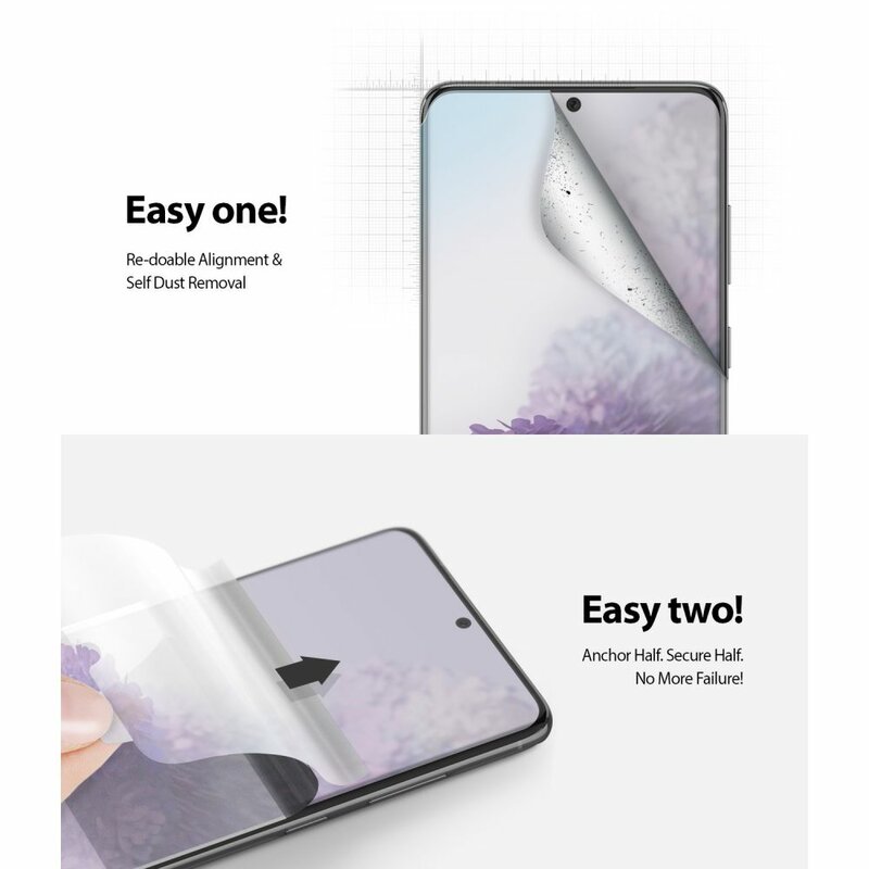 [Pachet 2x] Folie Samsung Galaxy S20 5G Ringke Dual Easy Wing Self Dust Removal - Clear