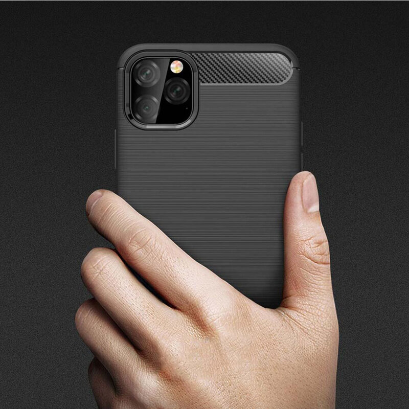 Husa iPhone 11 Pro Techsuit Carbon Silicone, negru