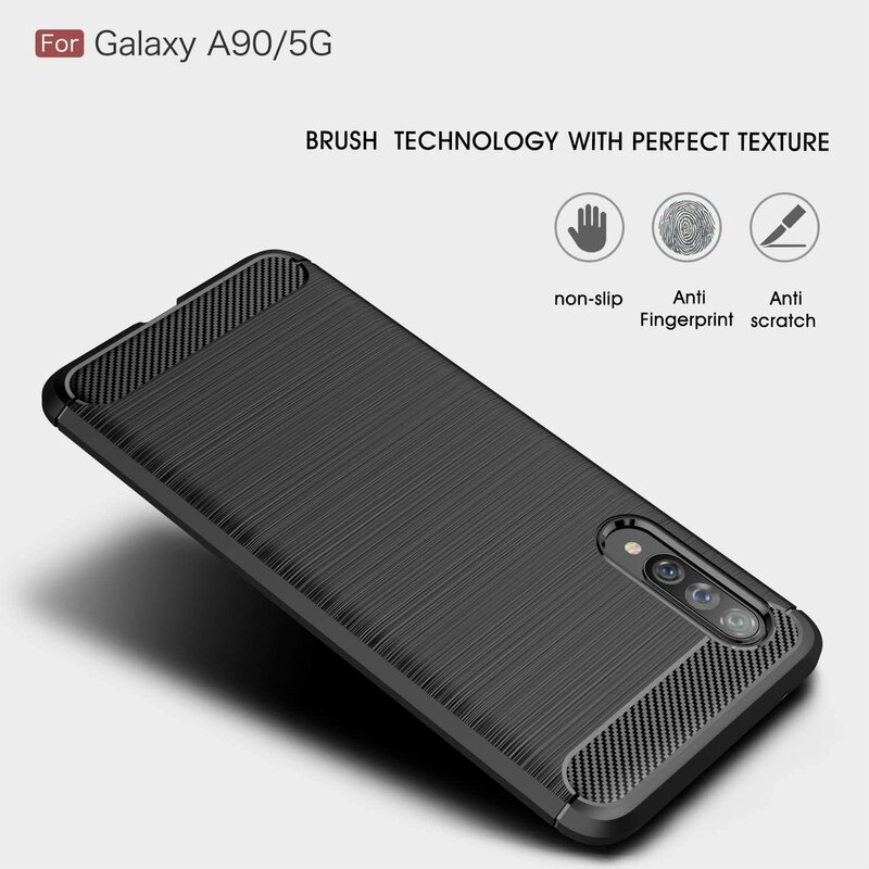 Husa Samsung Galaxy A90 5G Techsuit Carbon Silicone, negru