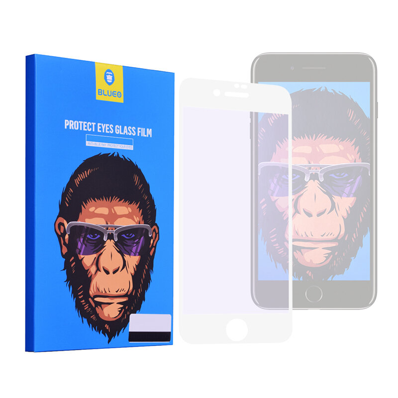 Sticla Securizata iPhone 7 Plus Monkey Blue Ray FullCover - Alb