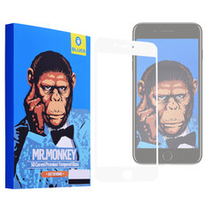 Folie Sticla Apple iPhone 7 Plus Mr. Monkey 5D Hot Bending Cu Rama - Alb