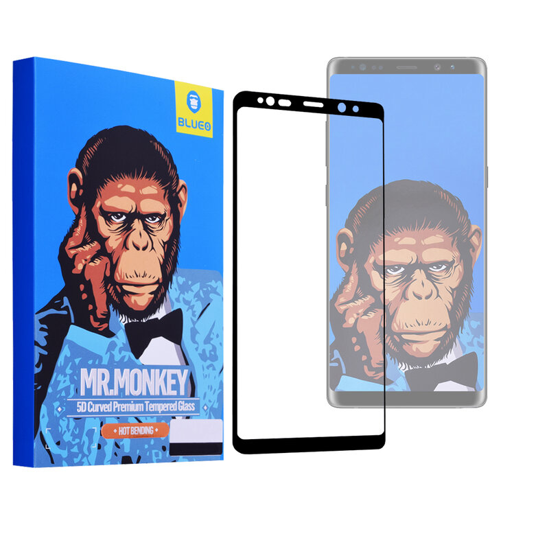 Folie Sticla Samsung Galaxy Note 8 Mr. Monkey 3D Hot Bending Cu Rama - Negru