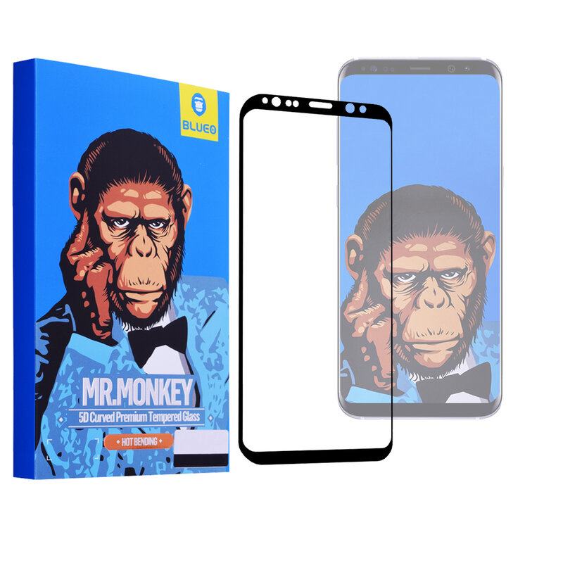 Folie Sticla Samsung Galaxy S8 Mr. Monkey 3D Hot Bending Cu Rama - Negru