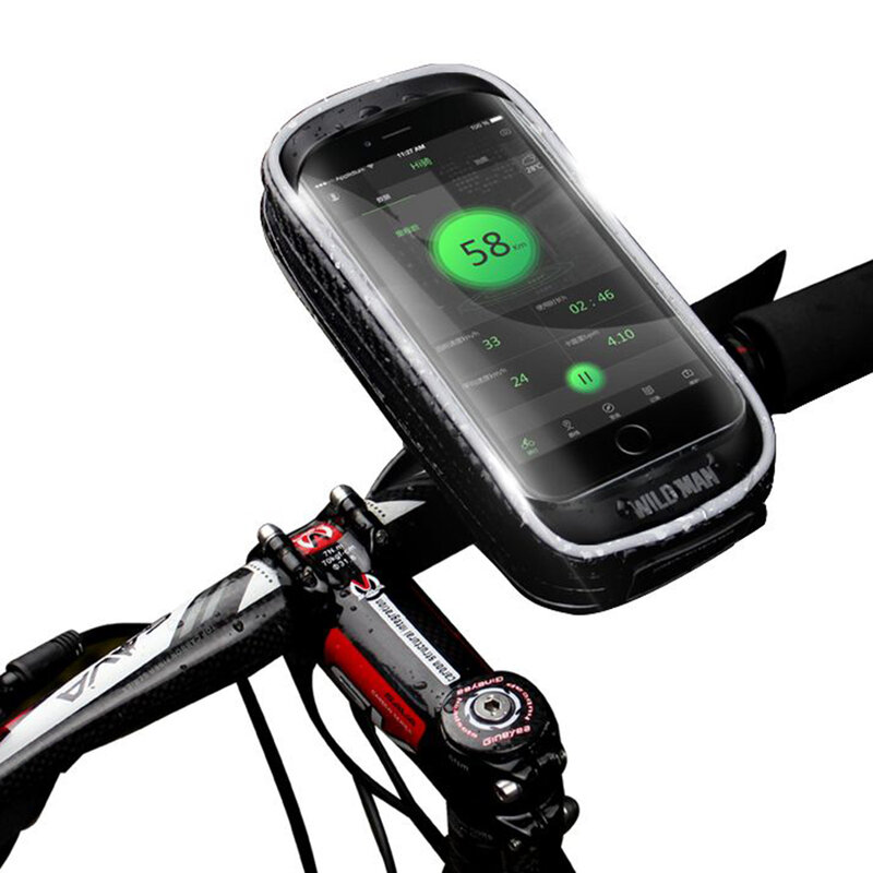 Husa telefon bicicleta WildMan H16 tip borseta ghidon, 0.5l, negru