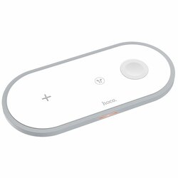Incarcator Wireless Hoco CW24 Handsome 3in1 Fast Charging Pad For Iphone/Apple Watch/AirPods - Alb