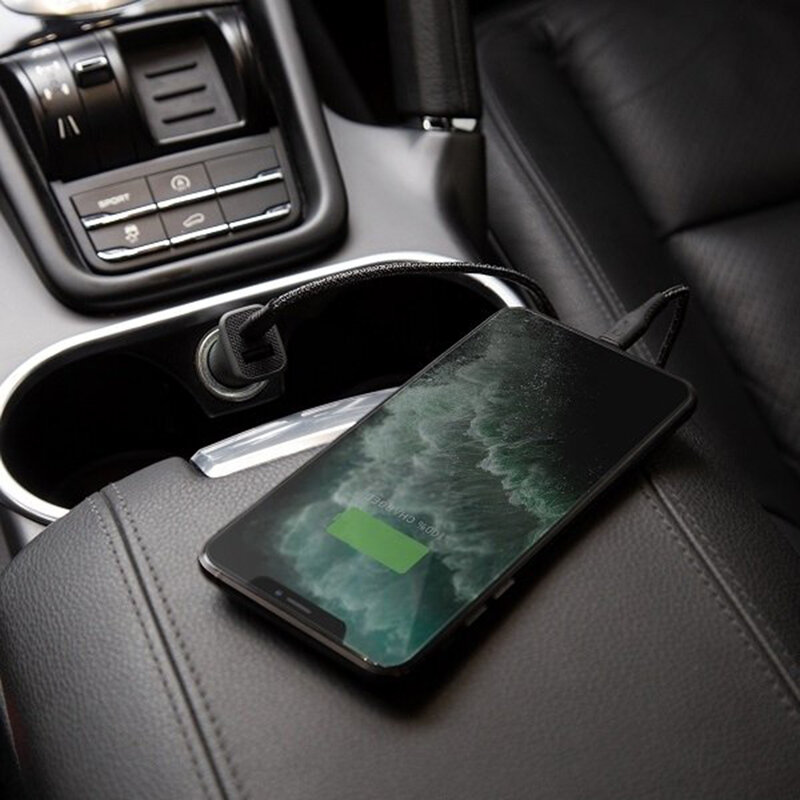 Incarcator Auto Uniq Votra Duo P30 Type-C PD3.0 18W USB-A 2.4A + Cablu Incarcare Type-C/Lightning - Negru