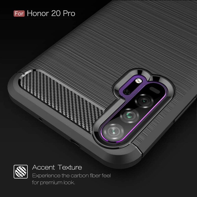 Husa Huawei Honor 20 Pro Techsuit Carbon Silicone, negru