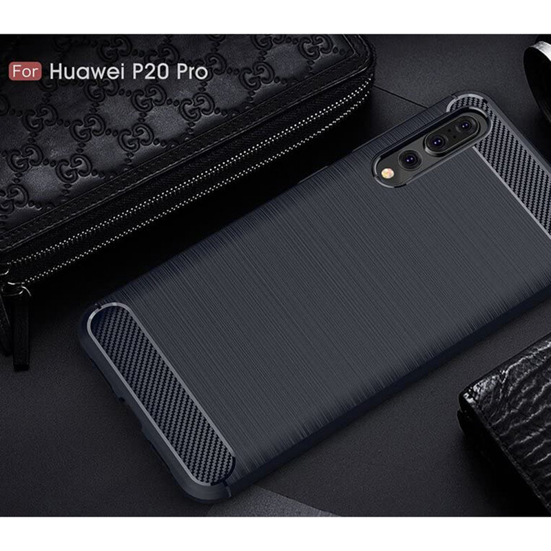 Husa Huawei P20 Pro Techsuit Carbon Silicone, albastru