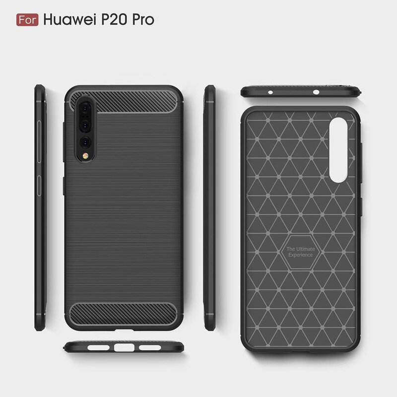 Husa Huawei P20 Pro Techsuit Carbon Silicone, negru