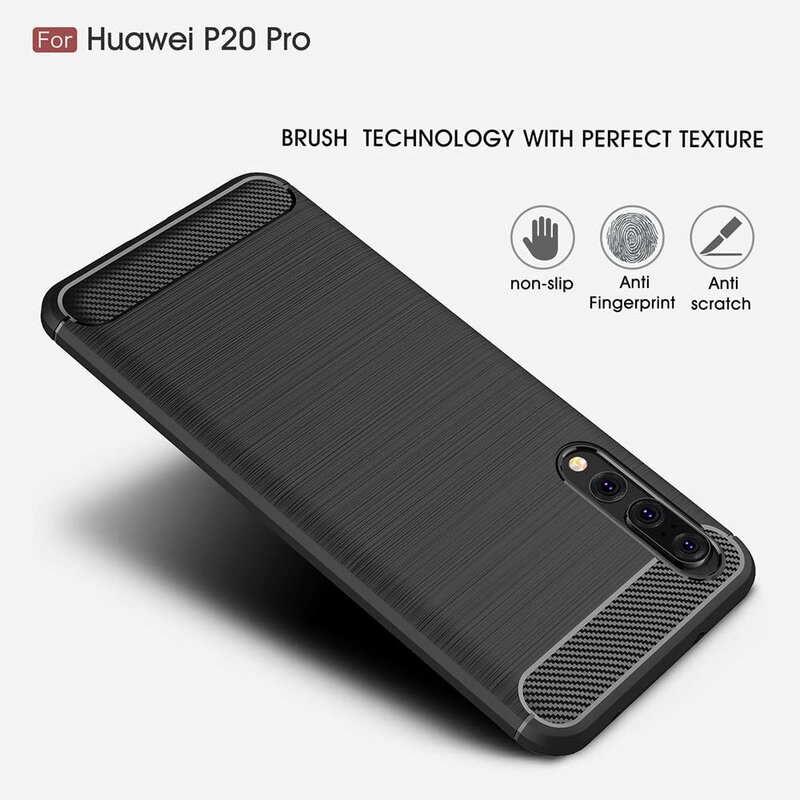 Husa Huawei P20 Pro Techsuit Carbon Silicone, negru