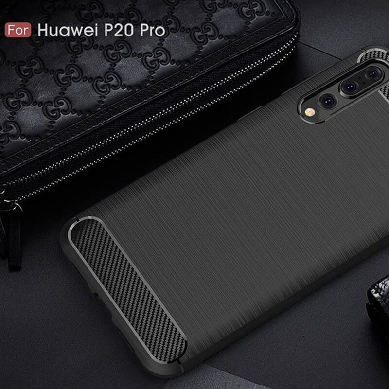 Husa Huawei P20 Pro Techsuit Carbon Silicone, negru
