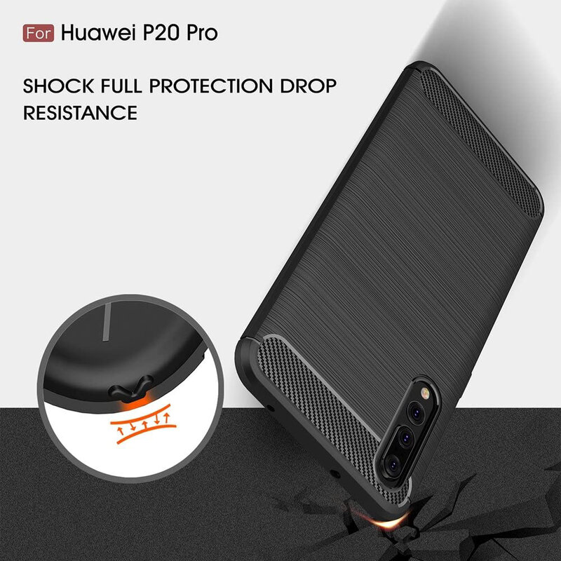 Husa Huawei P20 Pro Techsuit Carbon Silicone, negru