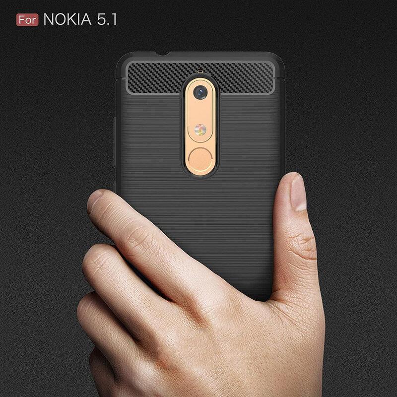 Husa Nokia 5.1 2018 Techsuit Carbon Silicone, negru