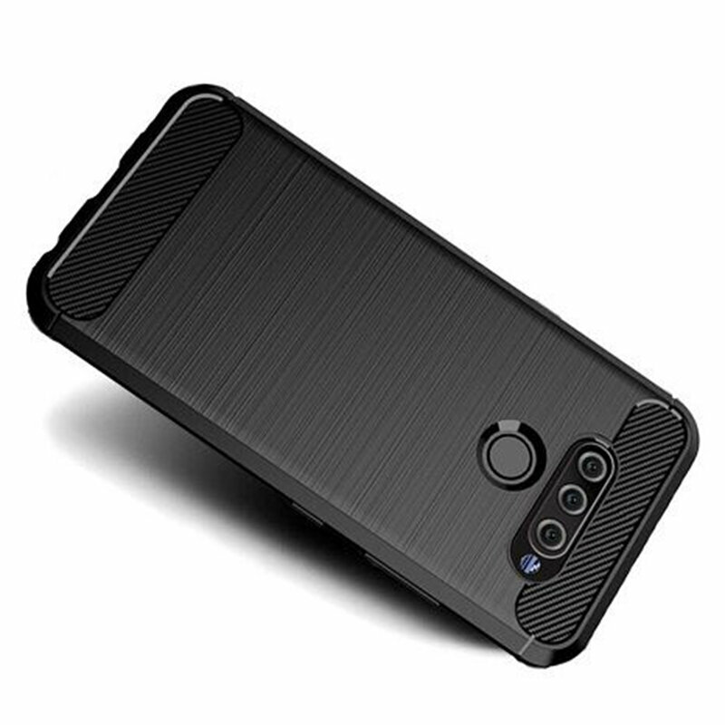 Husa LG Q60 Techsuit Carbon Silicone, negru