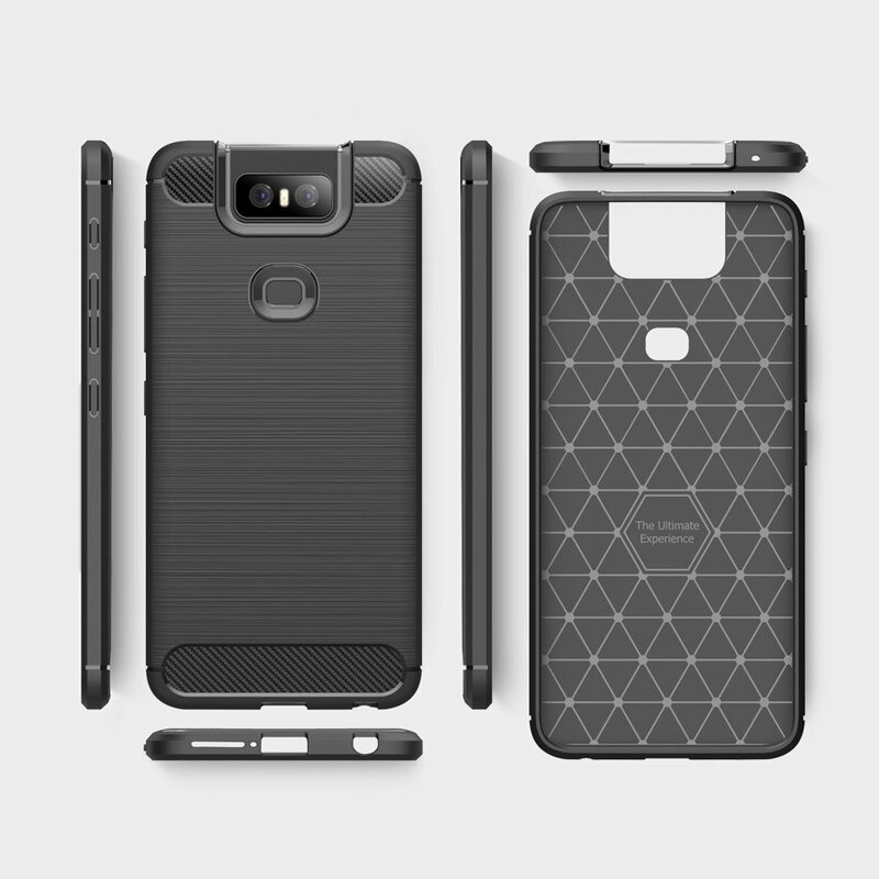 Husa Asus Zenfone 6 ZS630KL Techsuit Carbon Silicone, negru