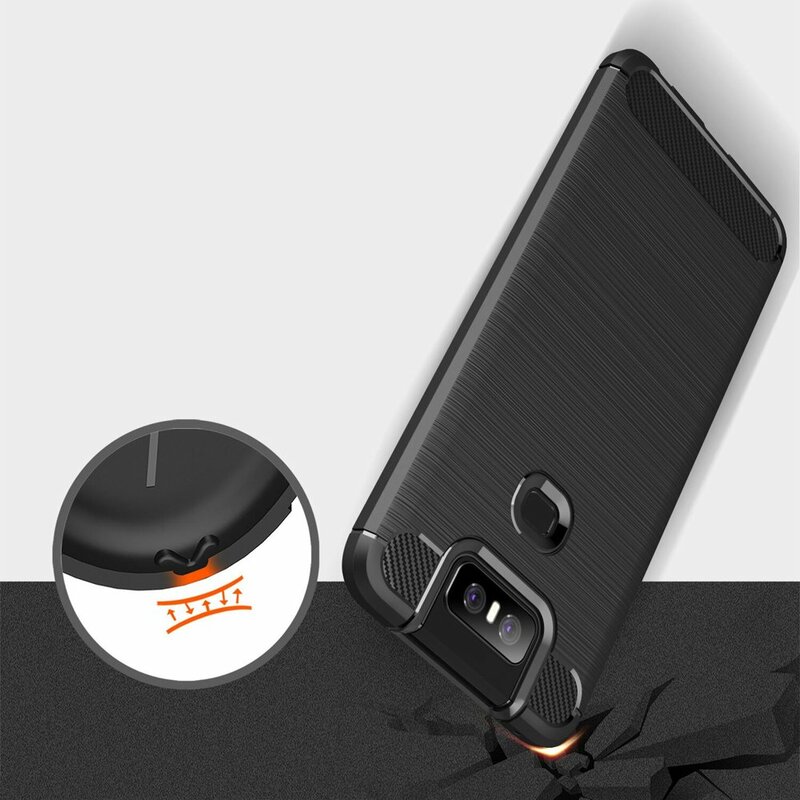 Husa Asus Zenfone 6 ZS630KL Techsuit Carbon Silicone, negru