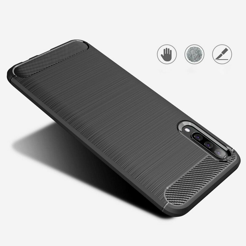 Husa Samsung Galaxy A70 Techsuit Carbon Silicone, negru