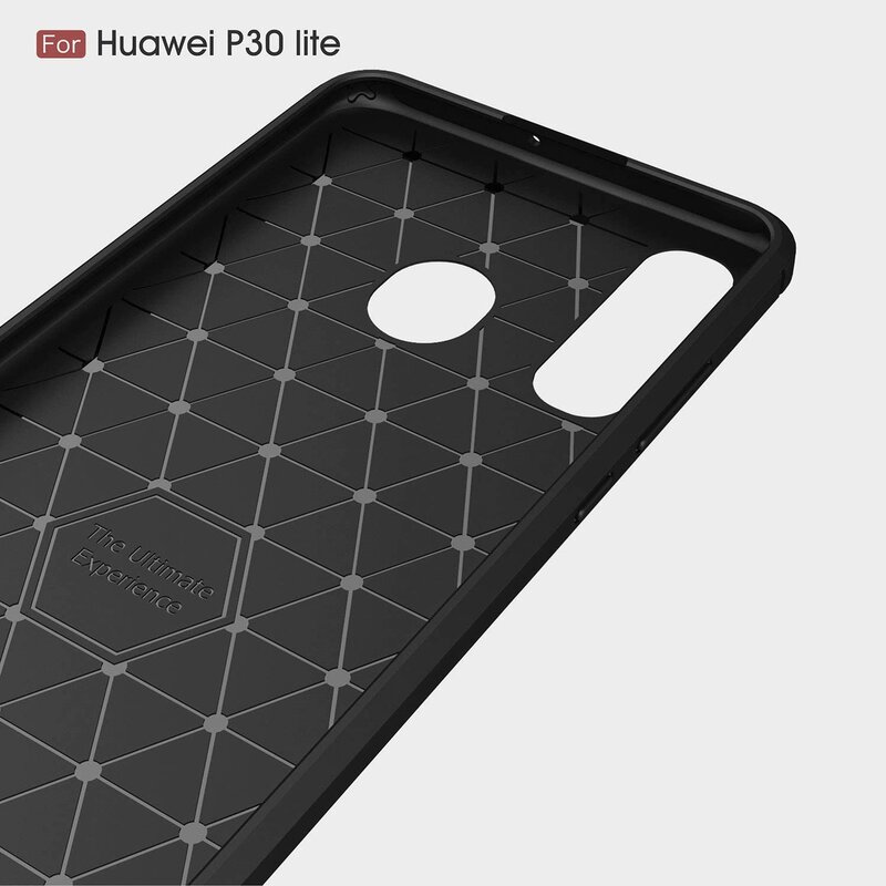 Husa Huawei P30 Lite Techsuit Carbon Silicone, negru