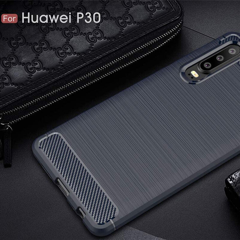 Husa Huawei P30 TPU Carbon Albastru