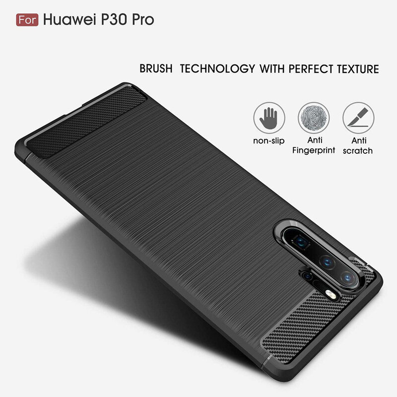 Husa Huawei P30 Pro Techsuit Carbon Silicone, negru